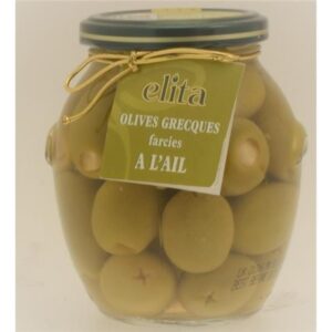 Olives grècques farcies à l'ail 390g Elita
